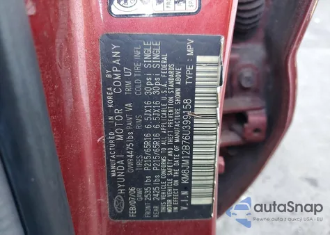 2006 Hyundai Tucson Gl from USA, damaged, VIN KM8JM12B76U399158